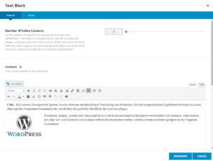 Wordpress Texteingabe