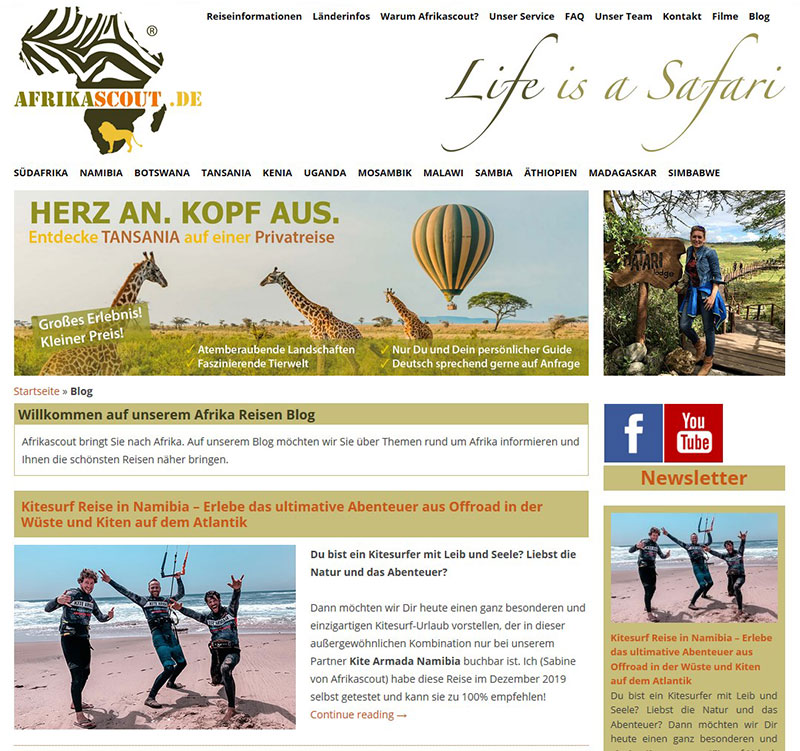 afrikascout-blog Referenzen Webdesign - Afrika Reisen Safaris Blog