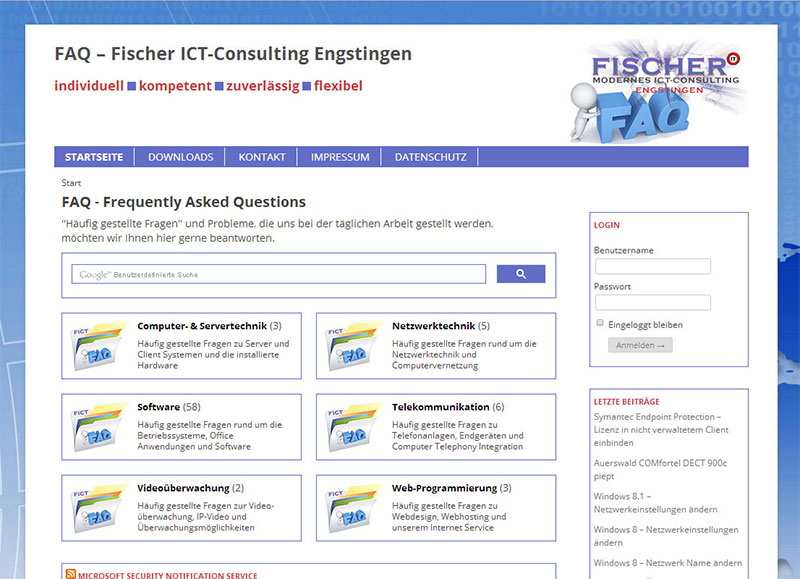 FAQ der Firma Fischer ICT-Consulting Engstingen